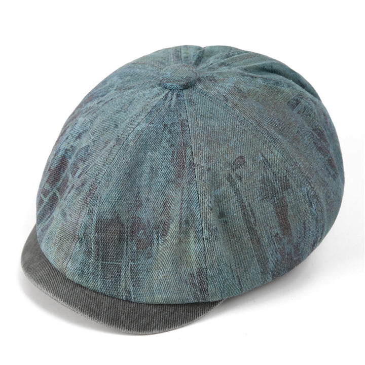 Vintage-Künstler-Baskenmütze im Batik-Patchwork-Stil - Pfauenblau - M (22"-22 7/8") - image 7