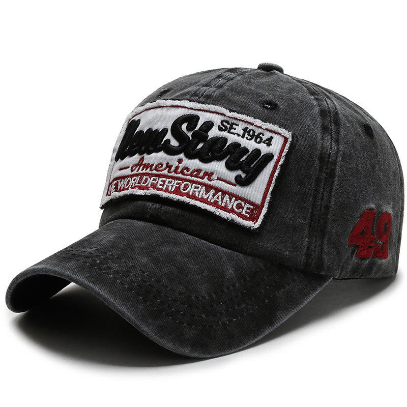 Baseballkappe aus gewaschener Baumwolle mit aufgesticktem Patch von New Story - Schwarz - Verstellbar (22''-23 5/8'') - image 0
