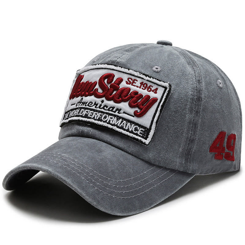 Baseballkappe aus gewaschener Baumwolle mit aufgesticktem Patch von New Story - Grau - Verstellbar (22''-23 5/8'') - image 5