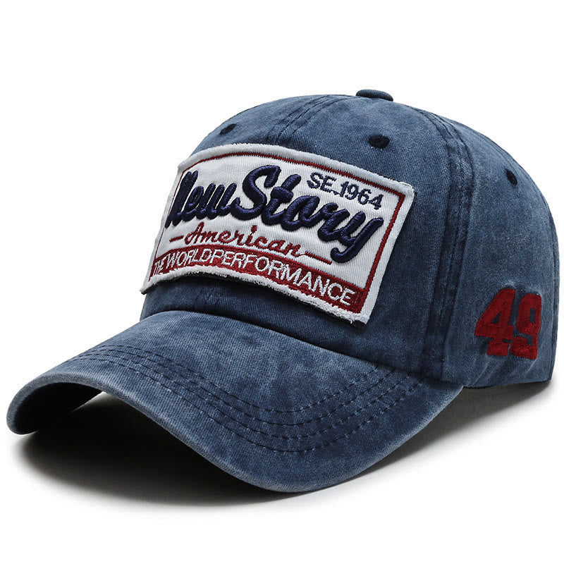Baseballkappe aus gewaschener Baumwolle mit aufgesticktem Patch von New Story - Blau - Verstellbar (22''-23 5/8'') - image 7