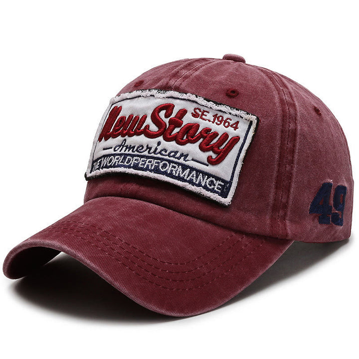 Baseballkappe aus gewaschener Baumwolle mit aufgesticktem Patch von New Story - Rot - Verstellbar (22''-23 5/8'') - image 4