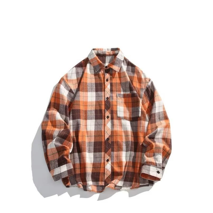 Herren-Retro-Western-Cowboyhemd mit Karomuster und langen Ärmeln - Orange - 3XL - image 4