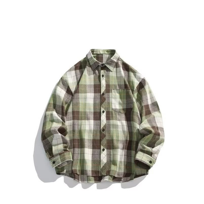Herren-Retro-Western-Cowboyhemd mit Karomuster und langen Ärmeln - Grün - 3XL - image 5