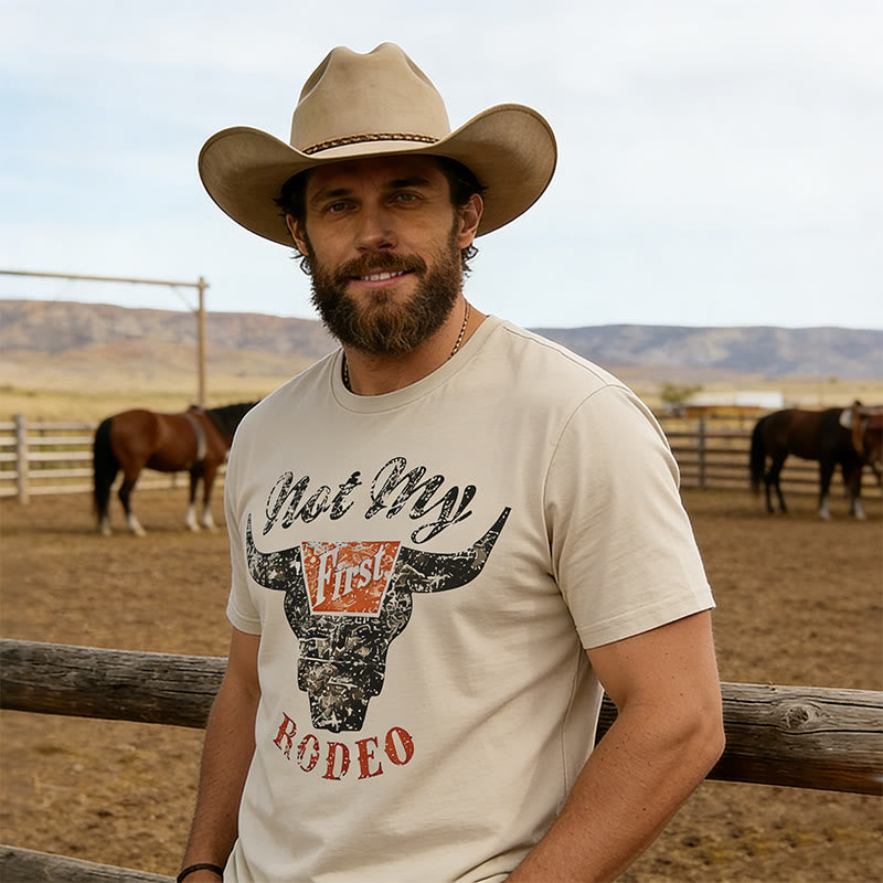 Retro Western Bullhead Rodeo bedrucktes Kurzarm-T-Shirt - Bullhead - 3XL - image 0
