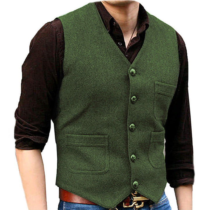 Herrenweste im Western-Stil mit Retro-Design, V-Ausschnitt und mehreren Taschen - Grün - 3XL - image 14