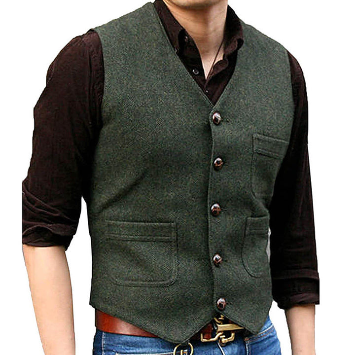 Herrenweste im Western-Stil mit Retro-Design, V-Ausschnitt und mehreren Taschen - Armeegrün - 3XL - image 7