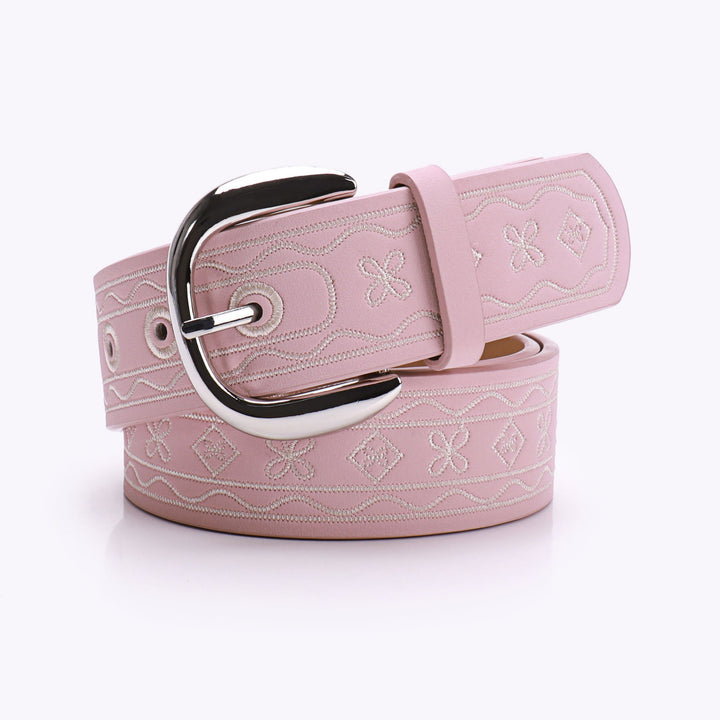 Ledergürtel im Retro-Stil mit Stickerei im Stil des Wilden Westens - Rosa - 38 - image 2