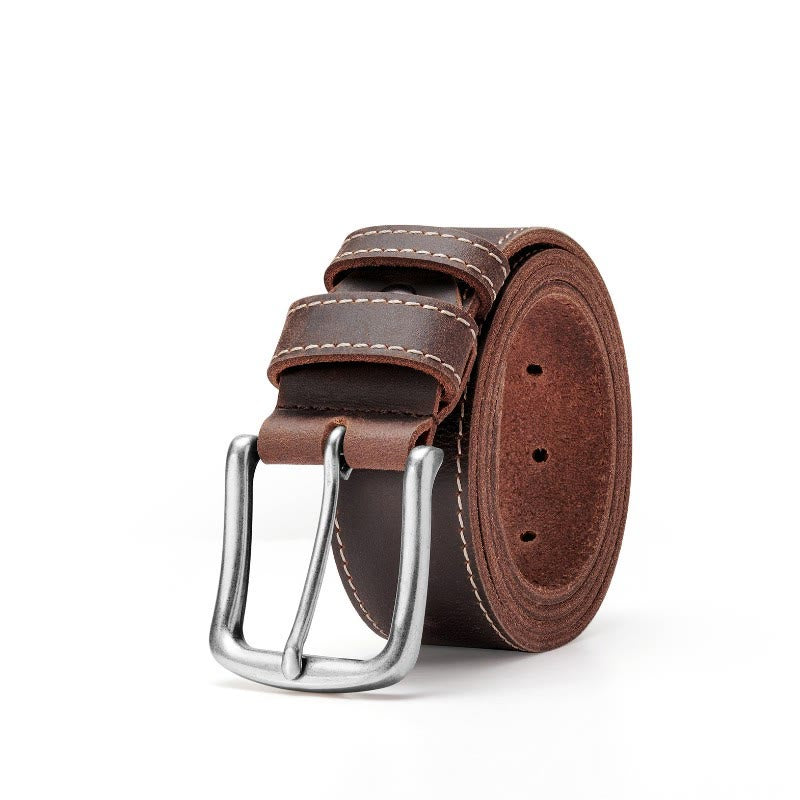 Vintage-Ledergürtel mit Kontrastnähten, robust und strapazierfähig - image 2