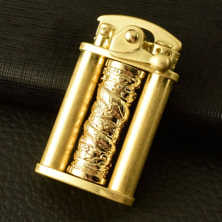 Kreatives Feuerzeug aus Metall in Form einer rollenden Blume mit goldenem Drachenmotiv - Stil Nr. 1 - image 0