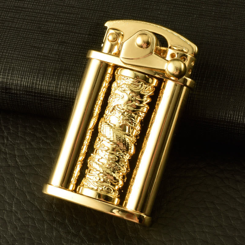 Kreatives Feuerzeug aus Metall in Form einer rollenden Blume mit goldenem Drachenmotiv - Stil Nr. 2 - image 3