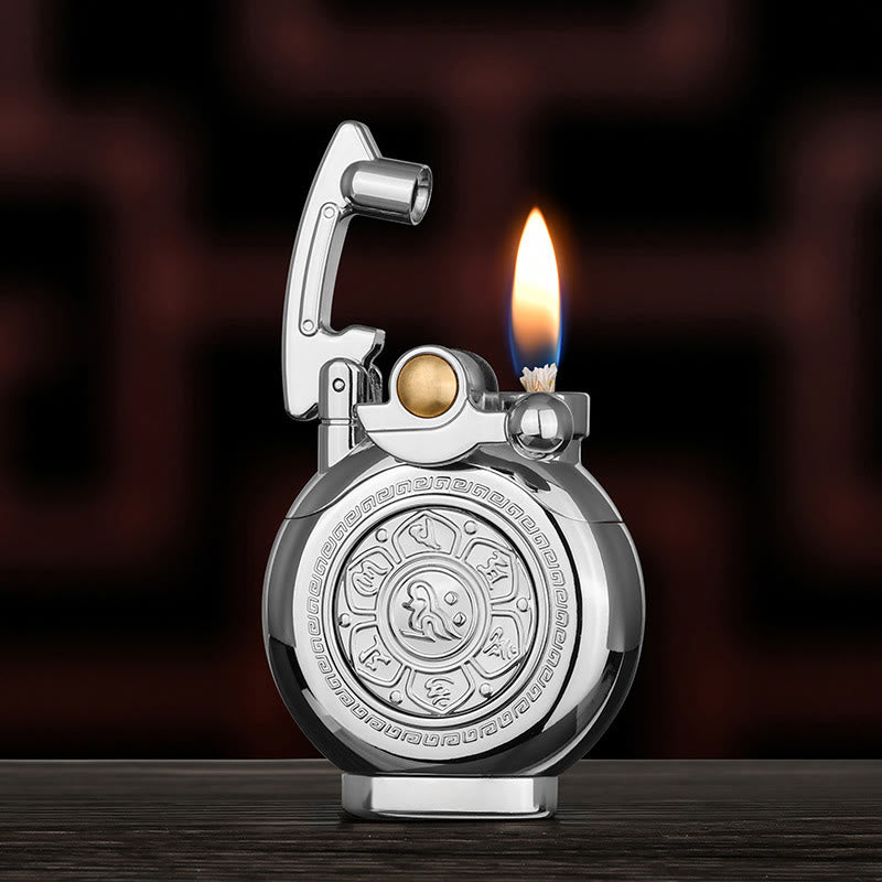 Sechs-Zeichen-Mantra-Wipphebelzündung Kerosinfeuerzeug - Silber - image 5