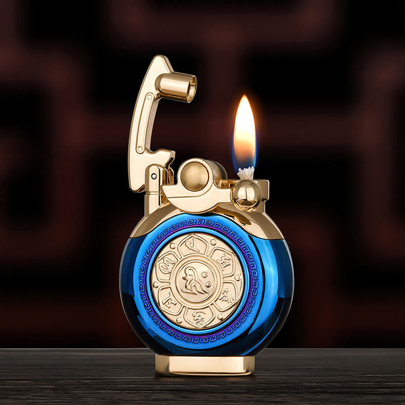 Sechs-Zeichen-Mantra-Wipphebelzündung Kerosinfeuerzeug - Blau - image 4
