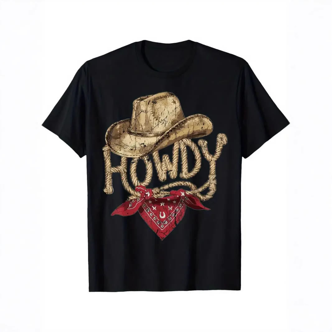 Herren-T-Shirt im Vintage-Western-Stil mit Aufdruck „Howdy Cowboy“ - image 1