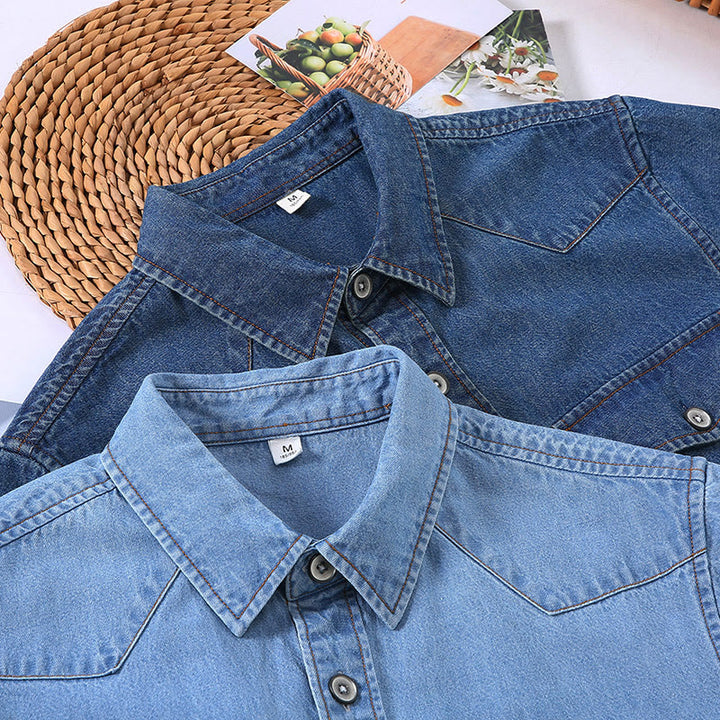 Klassisches Retro-Jeanshemd für Herren mit zwei Taschen - image 4