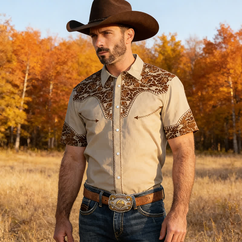 Vielseitiges Herrenhemd im Western-Stil mit floralem 3D-Print - image 4