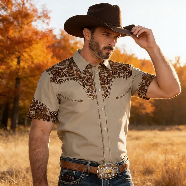 Vielseitiges Herrenhemd im Western-Stil mit floralem 3D-Print - image 3