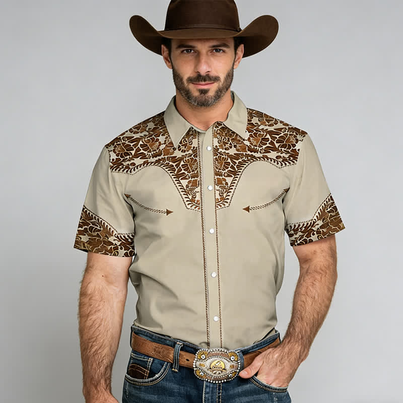 Vielseitiges Herrenhemd im Western-Stil mit floralem 3D-Print - image 2