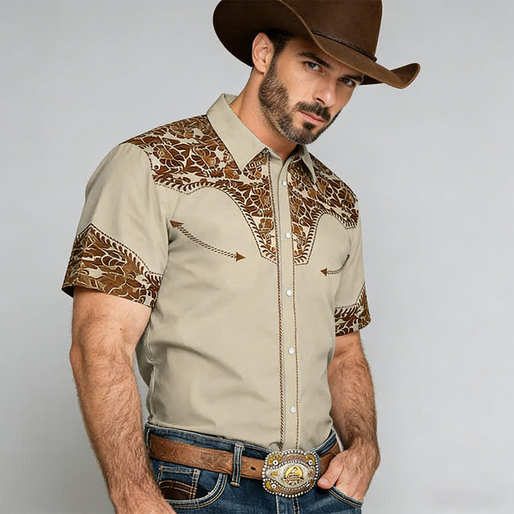 Vielseitiges Herrenhemd im Western-Stil mit floralem 3D-Print - image 1