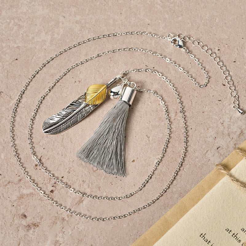 Halskette im Vintage-Stil mit silberner Federquaste im Bohème-Stil - image 3