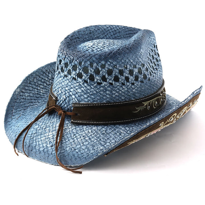 Stroh-Sonnenhut im Western-Cowboy-Stil mit gebogener Krempe - image 11