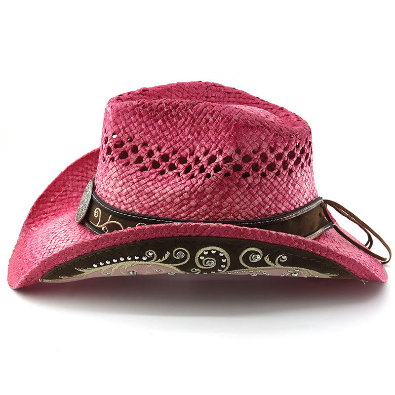 Stroh-Sonnenhut im Western-Cowboy-Stil mit gebogener Krempe - image 7