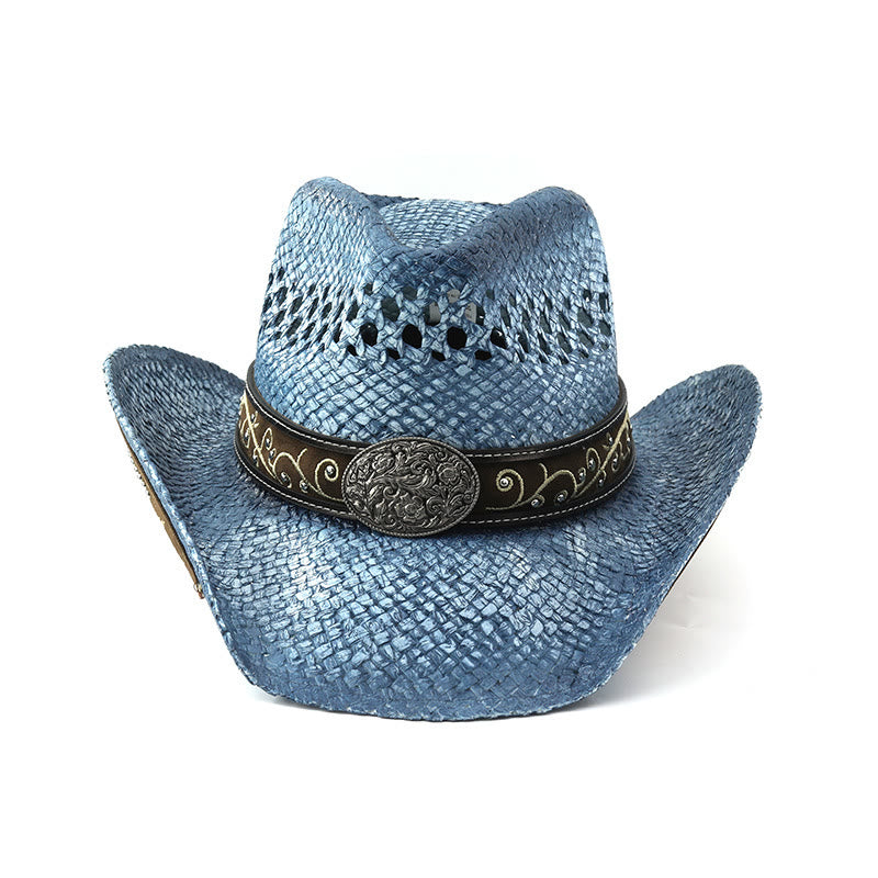 Stroh-Sonnenhut im Western-Cowboy-Stil mit gebogener Krempe - image 12