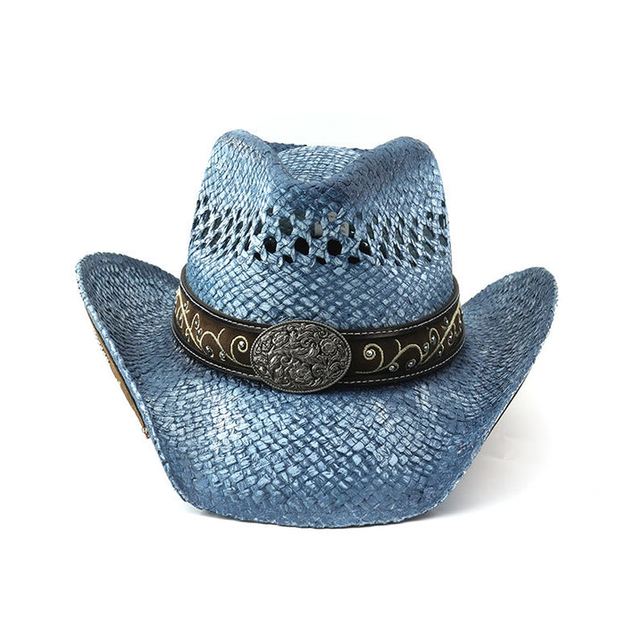 Stroh-Sonnenhut im Western-Cowboy-Stil mit gebogener Krempe - image 12