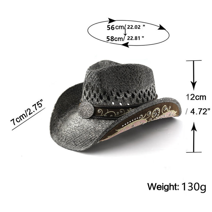 Stroh-Sonnenhut im Western-Cowboy-Stil mit gebogener Krempe - image 1