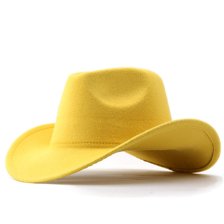 Cowboyhut im Westernstil für Erwachsene und Kinder, einfarbig - Erwachsene - Gelb - L (23 1/4"-23 5/8") - image 13