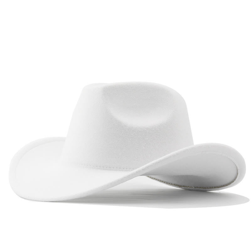 Cowboyhut im Westernstil für Erwachsene und Kinder, einfarbig - Erwachsene - Weiß - L (23 1/4"-23 5/8") - image 0