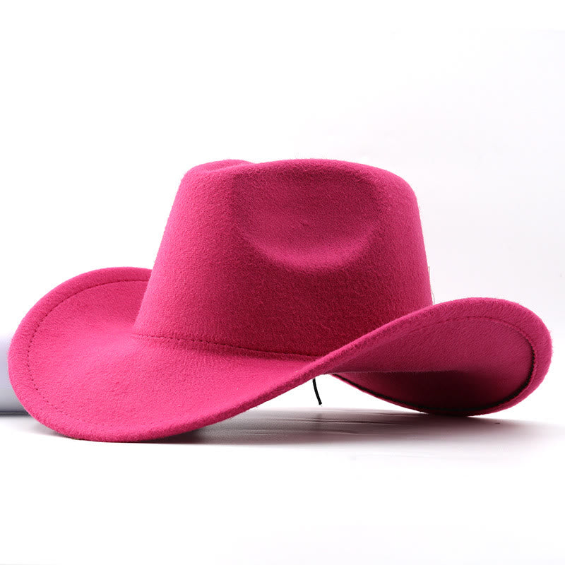 Cowboyhut im Westernstil für Erwachsene und Kinder, einfarbig - Erwachsene - Rose - L (23 1/4"-23 5/8") - image 11