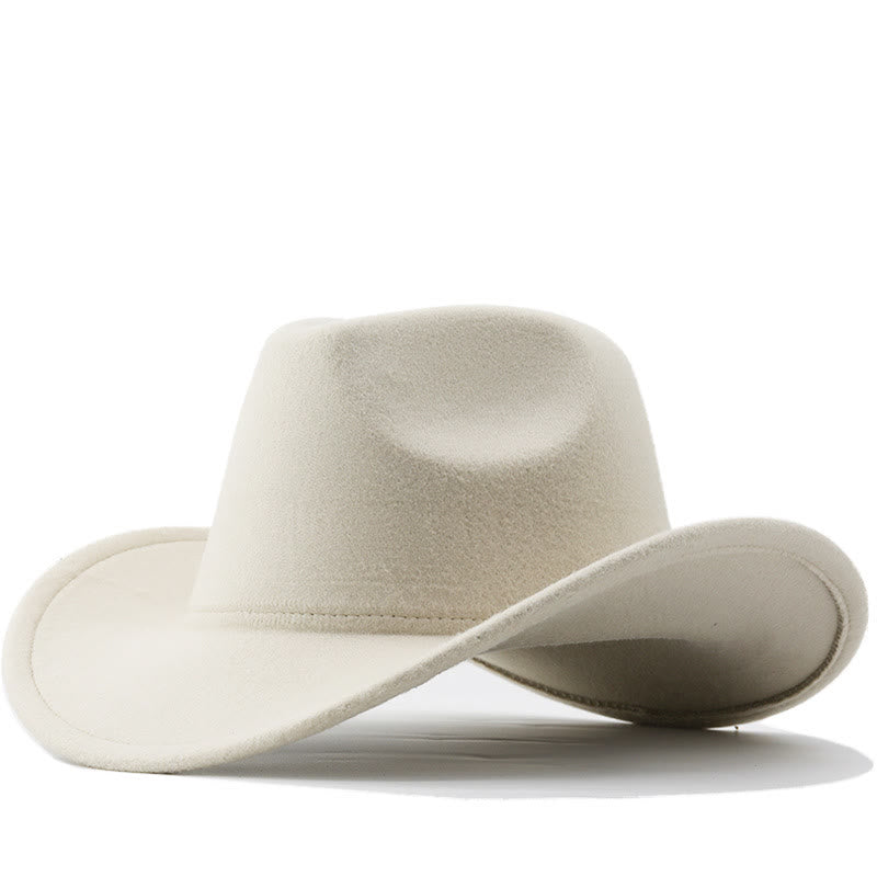 Cowboyhut im Westernstil für Erwachsene und Kinder, einfarbig - Erwachsene - Beige - L (23 1/4"-23 5/8") - image 1