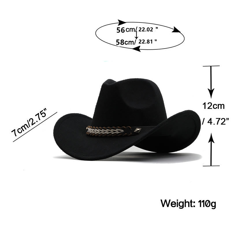 Western-Cowboyhut aus Wolle mit breitem Gürtel für Paare - image 4