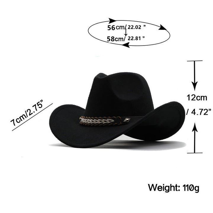 Western-Cowboyhut aus Wolle mit breitem Gürtel für Paare - image 4