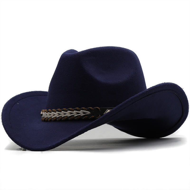 Western-Cowboyhut aus Wolle mit breitem Gürtel für Paare - Marineblau - M (22"-22 7/8") - image 6
