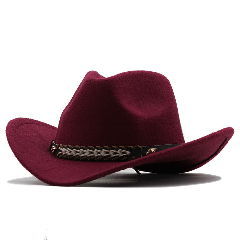 Western-Cowboyhut aus Wolle mit breitem Gürtel für Paare - Wein - M (22"-22 7/8") - image 1