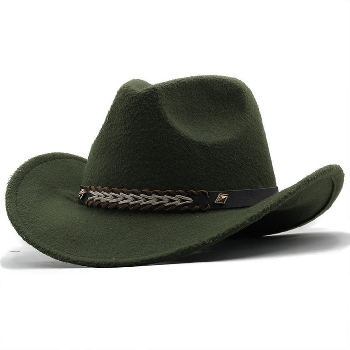 Western-Cowboyhut aus Wolle mit breitem Gürtel für Paare - Armeegrün - M (22"-22 7/8") - image 12