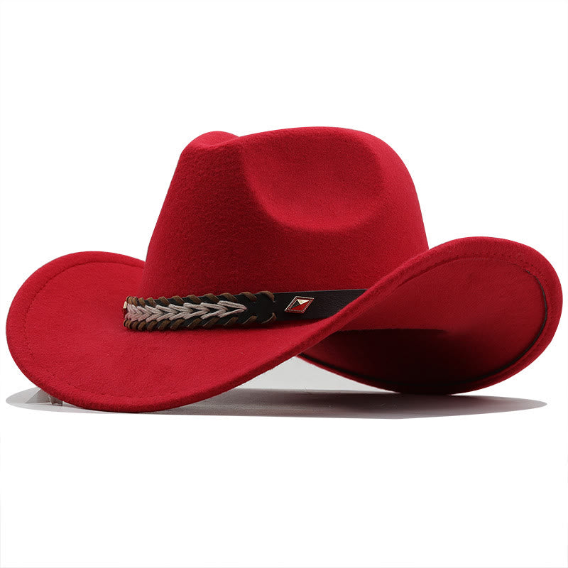 Western-Cowboyhut aus Wolle mit breitem Gürtel für Paare - Rot - M (22"-22 7/8") - image 7