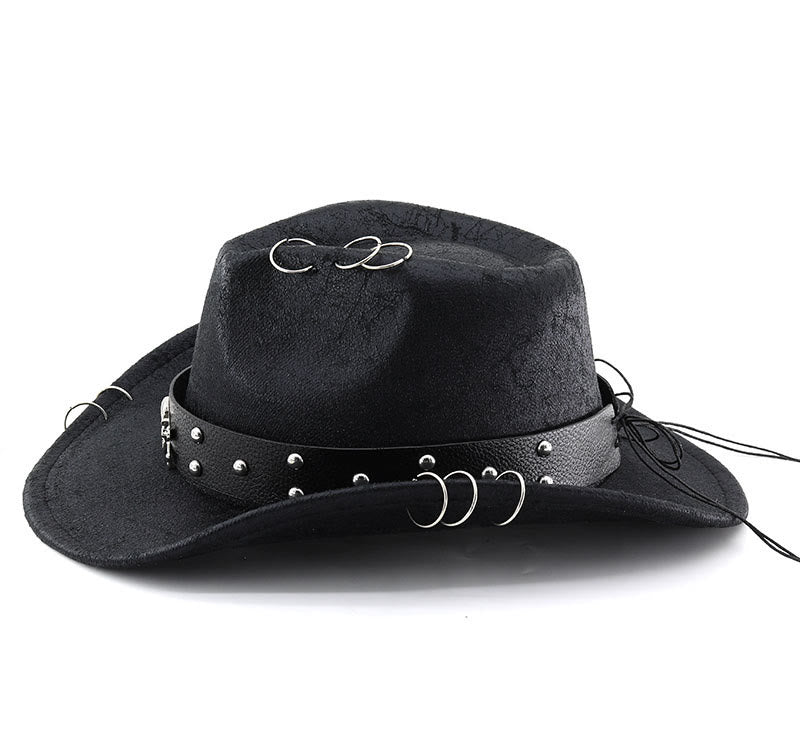 Party Totenkopf-Dekoration Unisex Cowboyhut aus PU-Leder - image 1