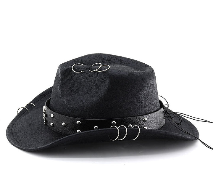 Party Totenkopf-Dekoration Unisex Cowboyhut aus PU-Leder - image 1