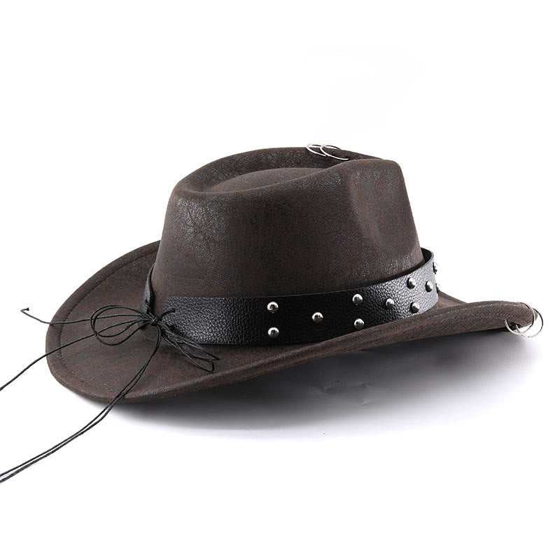 Party Totenkopf-Dekoration Unisex Cowboyhut aus PU-Leder - image 8
