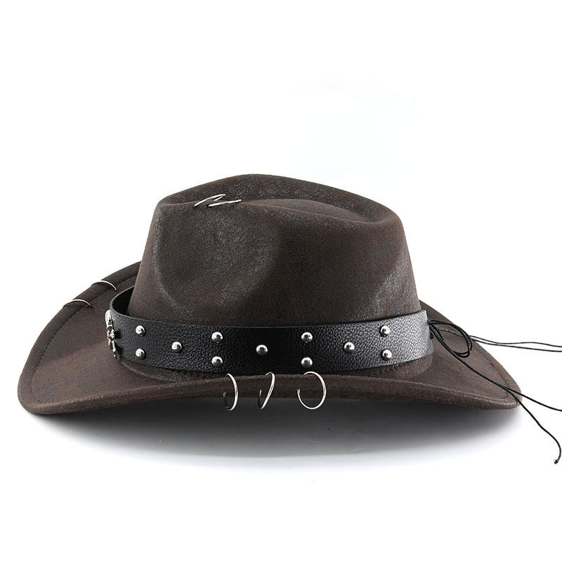 Party Totenkopf-Dekoration Unisex Cowboyhut aus PU-Leder - image 7