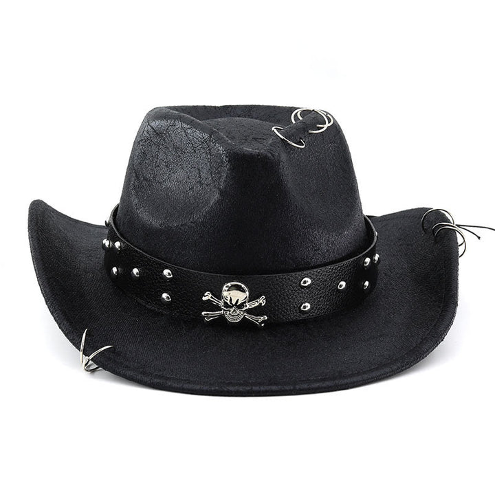 Party Totenkopf-Dekoration Unisex Cowboyhut aus PU-Leder - image 3