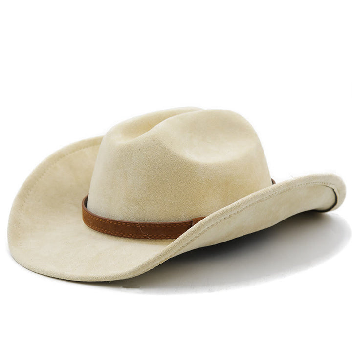 Vintage-Sonnenhut aus Wildleder im Western-Cowboy-Stil mit gebogener Krempe - Beige - M (22"-22 7/8") - image 4