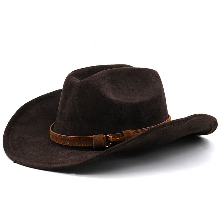 Vintage-Sonnenhut aus Wildleder im Western-Cowboy-Stil mit gebogener Krempe - Kaffee - M (22"-22 7/8") - image 5