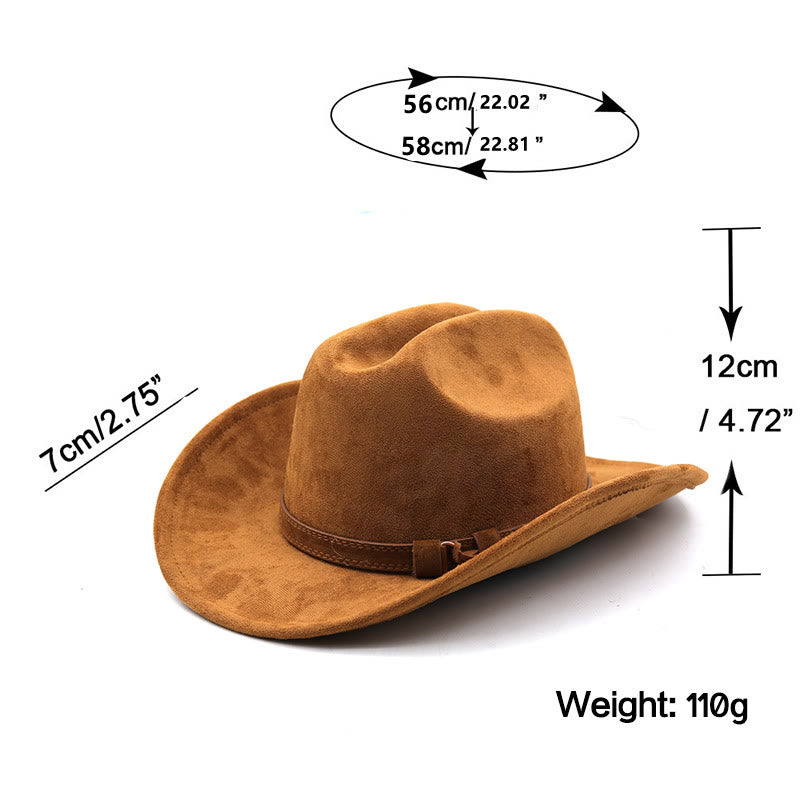 Vintage-Sonnenhut aus Wildleder im Western-Cowboy-Stil mit gebogener Krempe - image 1
