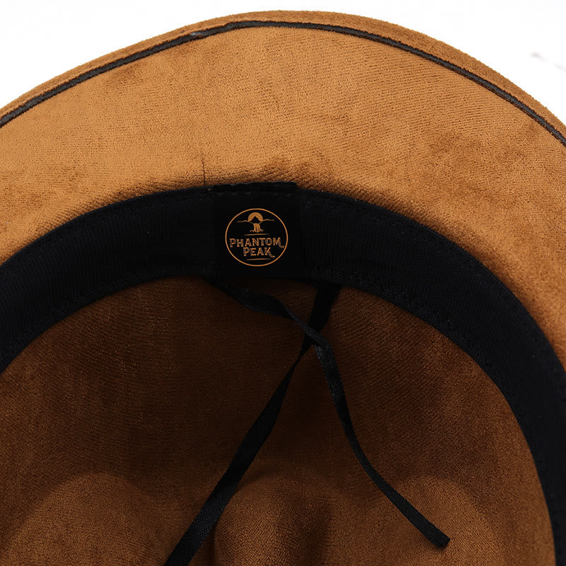 Vintage-Sonnenhut aus Wildleder im Western-Cowboy-Stil mit gebogener Krempe - image 3