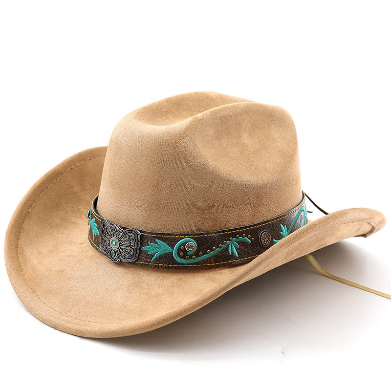 Vintage Sommer Western Cowboyhut mit breiter Krempe - Khaki - M (22"-22 7/8") - image 20