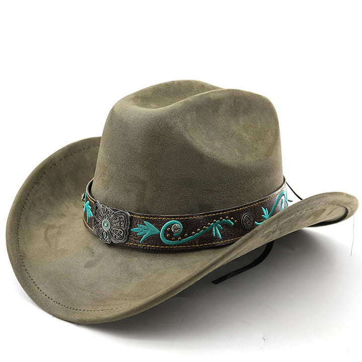 Vintage Sommer Western Cowboyhut mit breiter Krempe - Armeegrün - M (22"-22 7/8") - image 0