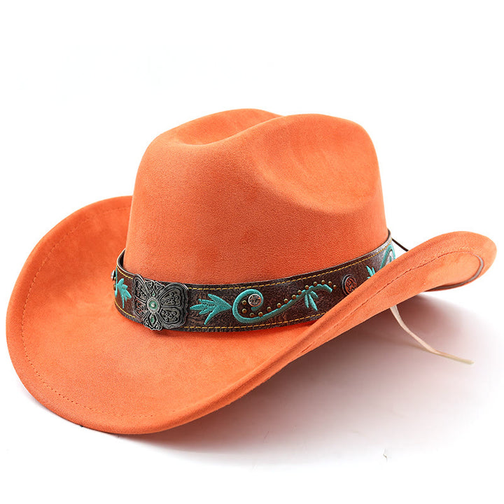 Vintage Sommer Western Cowboyhut mit breiter Krempe - Orange - M (22"-22 7/8") - image 6
